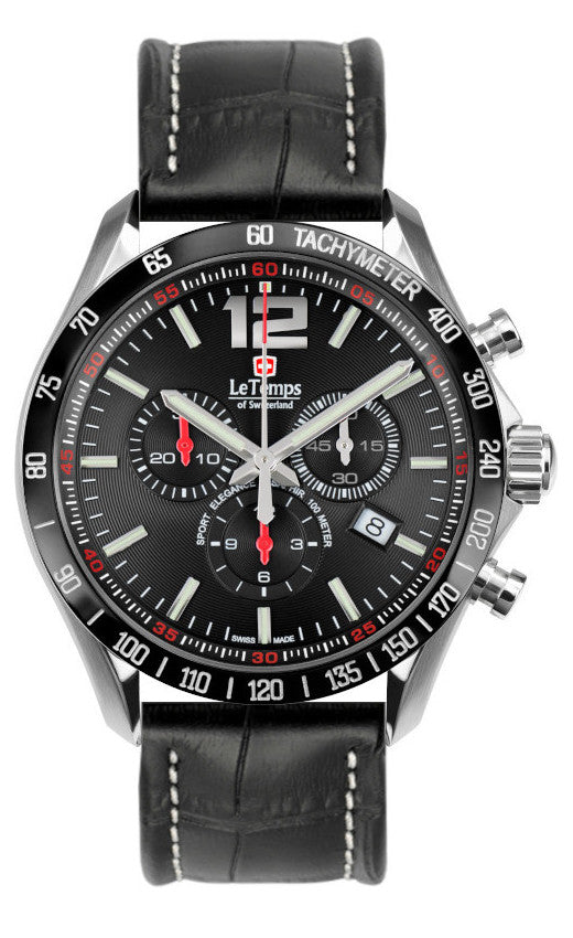 LeTemps SPORT ELEG. GENT 43 Q. CHRONO SAPHIR WATCH 100M