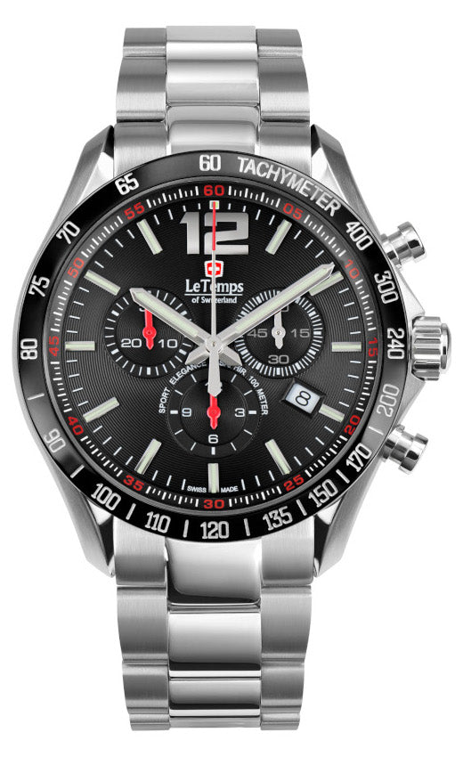 LeTemps SPORT ELEG. GENT 43 Q. CHRONO SAPHIR WATCH 100M