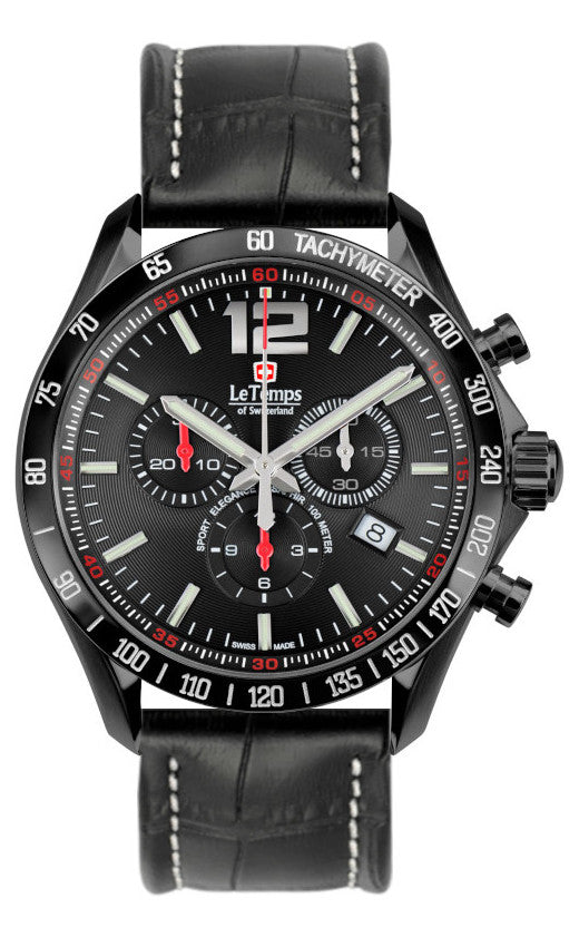 LeTemps SPORT ELEG. GENT 43 Q. CHRONO SAPHIR WATCH 100M