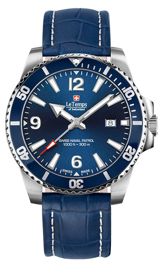 LeTemps SWISS NAVAL PATROL QUARZ SAPHIR DIVER WATCH 300M
