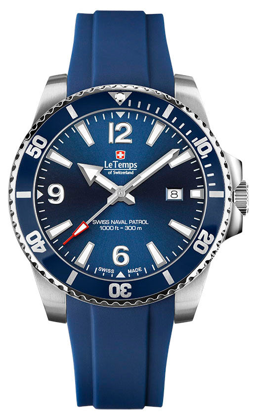 LeTemps SWISS NAVAL PATROL QUARZ SAPHIR DIVER WATCH 300M