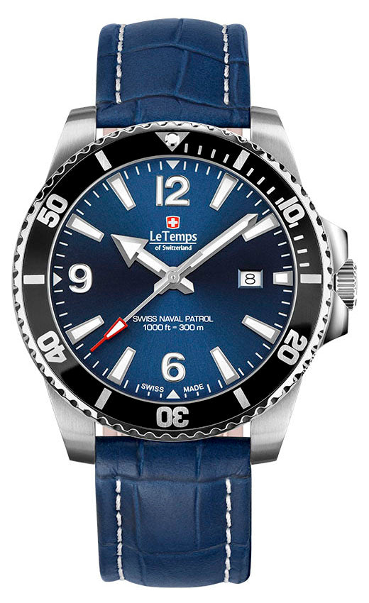 LeTemps SWISS NAVAL PATROL QUARZ SAPHIR DIVER WATCH 300M
