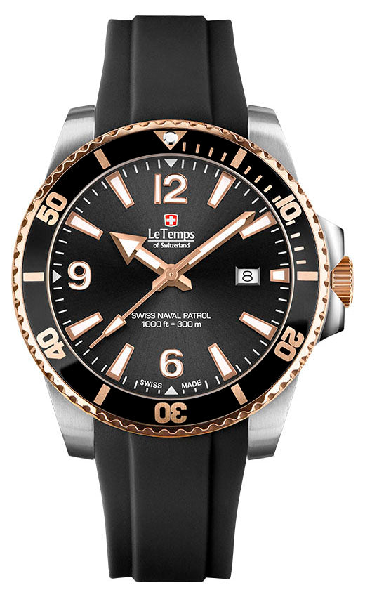 LeTemps SWISS NAVAL PATROL QUARZ SAPHIR DIVER WATCH 300M