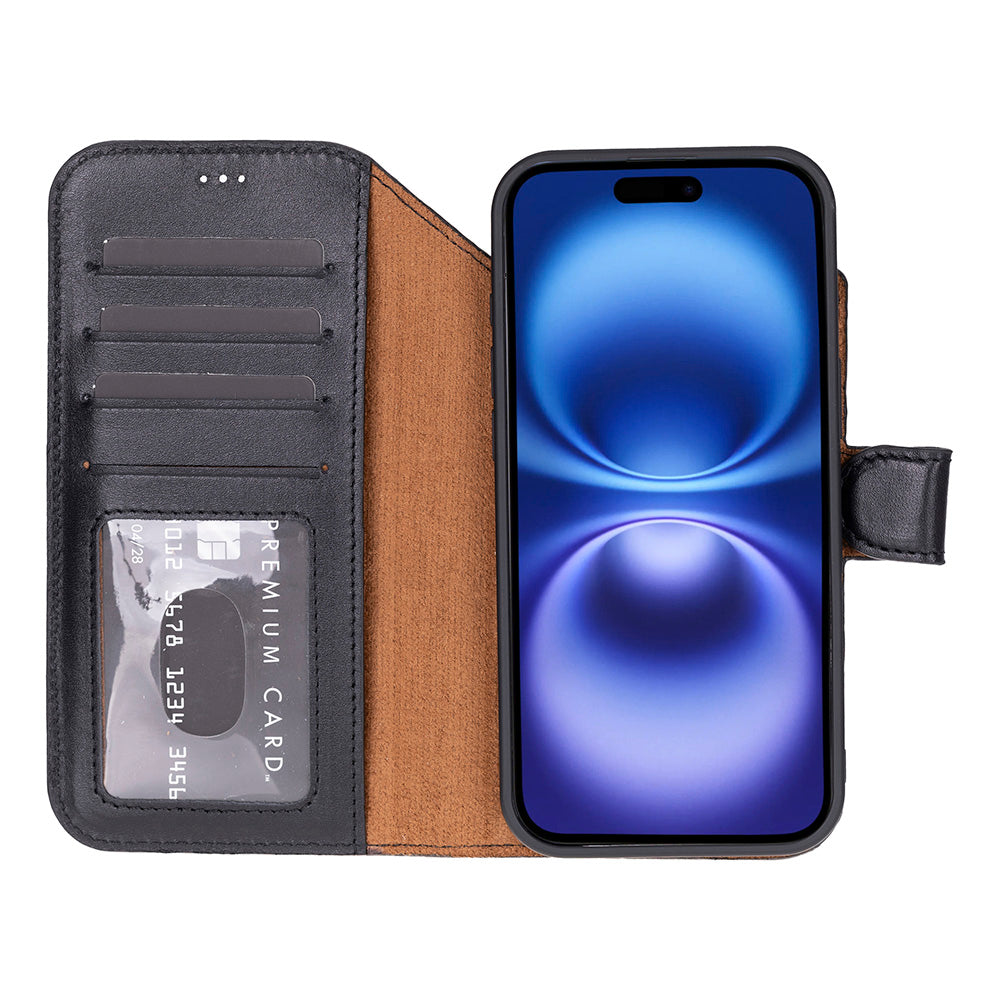 iPhone 17 Air Magicportemonnaie Echtleder Geldbörsenhülle (Rot, Schwarz, Tan, Rosa, Grau, Blau, Braun,)