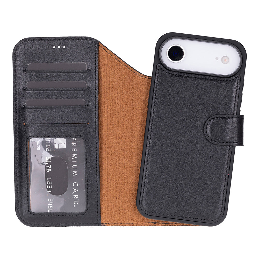 iPhone 17 Air Magicportemonnaie Echtleder Geldbörsenhülle (Rot, Schwarz, Tan, Rosa, Grau, Blau, Braun,)