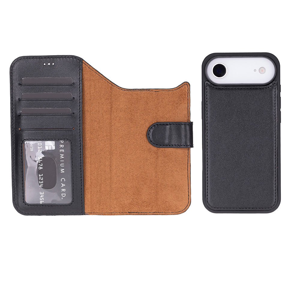 iPhone 17 Air Magicportemonnaie Echtleder Geldbörsenhülle (Rot, Schwarz, Tan, Rosa, Grau, Blau, Braun,)