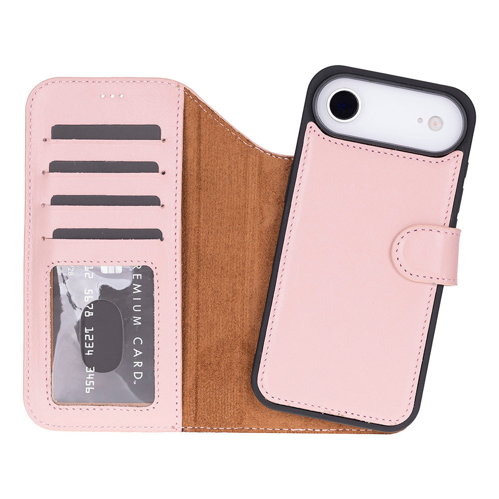 iPhone 17 Air Magicportemonnaie Echtleder Geldbörsenhülle (Rot, Schwarz, Tan, Rosa, Grau, Blau, Braun,)