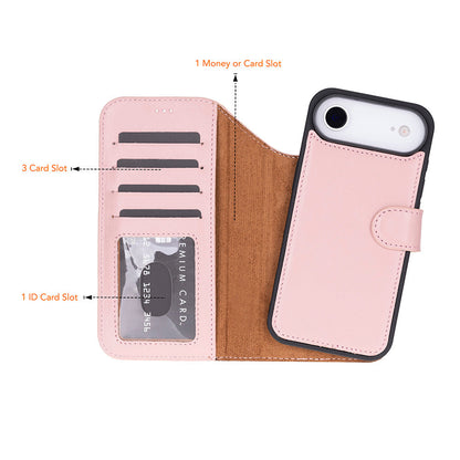 iPhone 17 Air Magicportemonnaie Echtleder Geldbörsenhülle (Rot, Schwarz, Tan, Rosa, Grau, Blau, Braun,)
