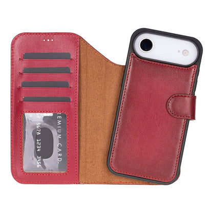iPhone 17 Air Magicportemonnaie Echtleder Geldbörsenhülle (Rot, Schwarz, Tan, Rosa, Grau, Blau, Braun,)