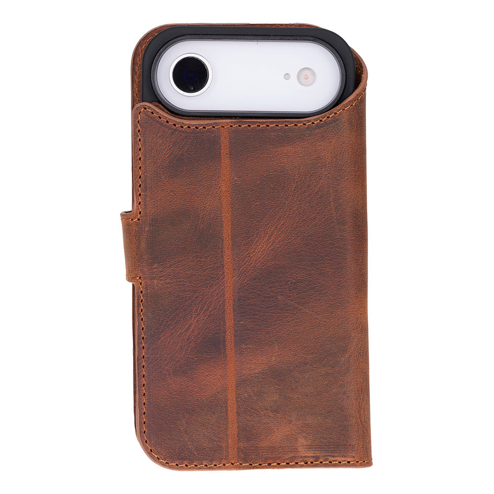 iPhone 17 Air Magicportemonnaie Echtleder Geldbörsenhülle (Rot, Schwarz, Tan, Rosa, Grau, Blau, Braun,)