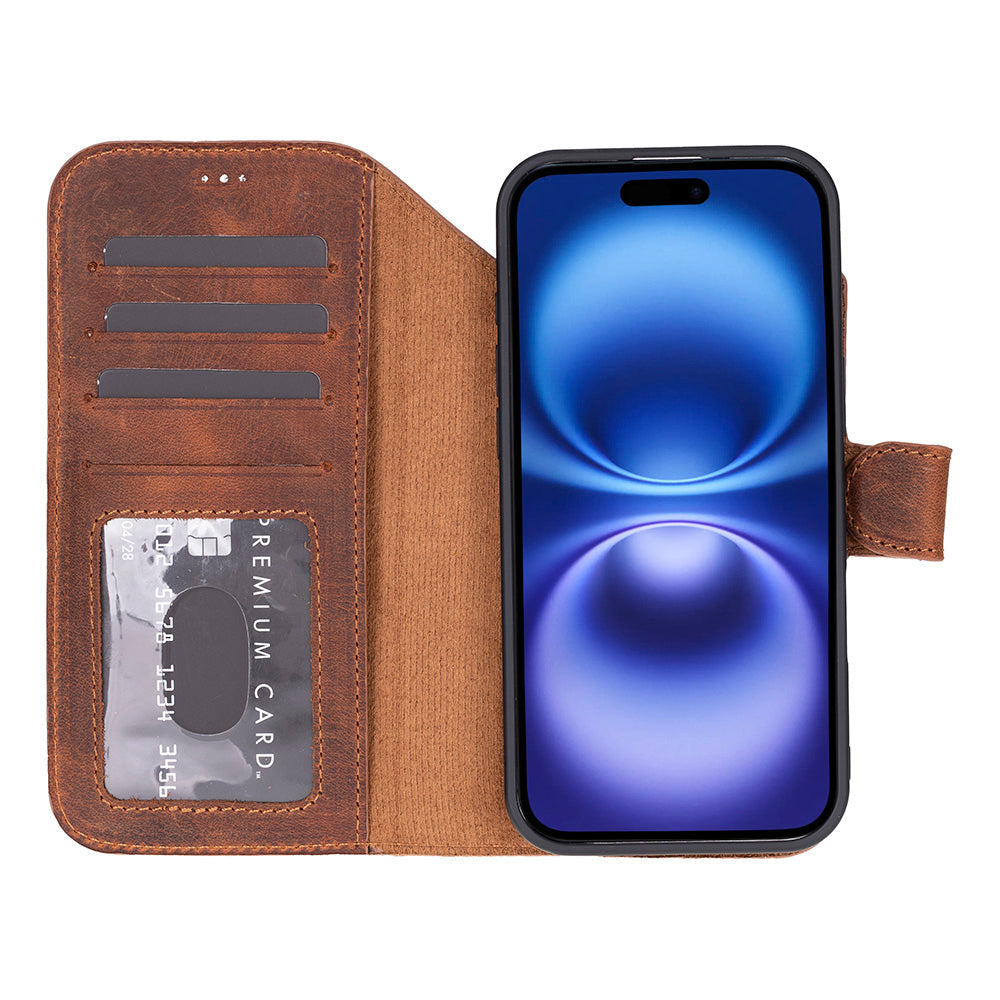 iPhone 17 Air Magicportemonnaie Echtleder Geldbörsenhülle (Rot, Schwarz, Tan, Rosa, Grau, Blau, Braun,)