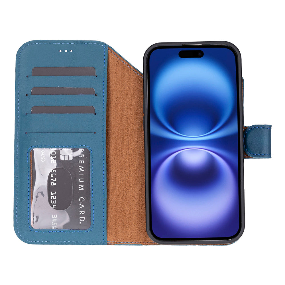 iPhone 17 Air Magicportemonnaie Echtleder Geldbörsenhülle (Rot, Schwarz, Tan, Rosa, Grau, Blau, Braun,)