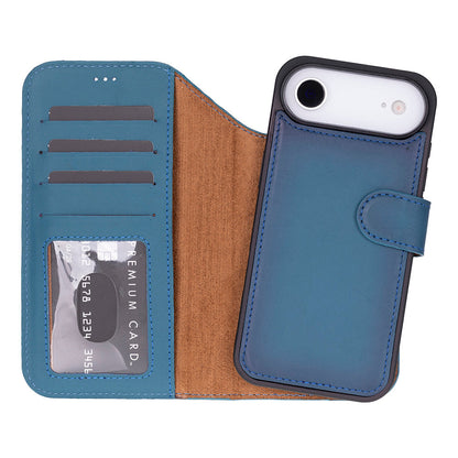 iPhone 17 Air Magicportemonnaie Echtleder Geldbörsenhülle (Rot, Schwarz, Tan, Rosa, Grau, Blau, Braun,)