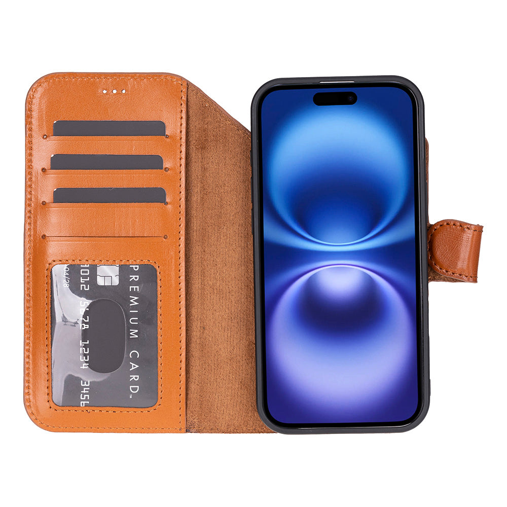 iPhone 17 Air Magicportemonnaie Echtleder Geldbörsenhülle (Rot, Schwarz, Tan, Rosa, Grau, Blau, Braun,)