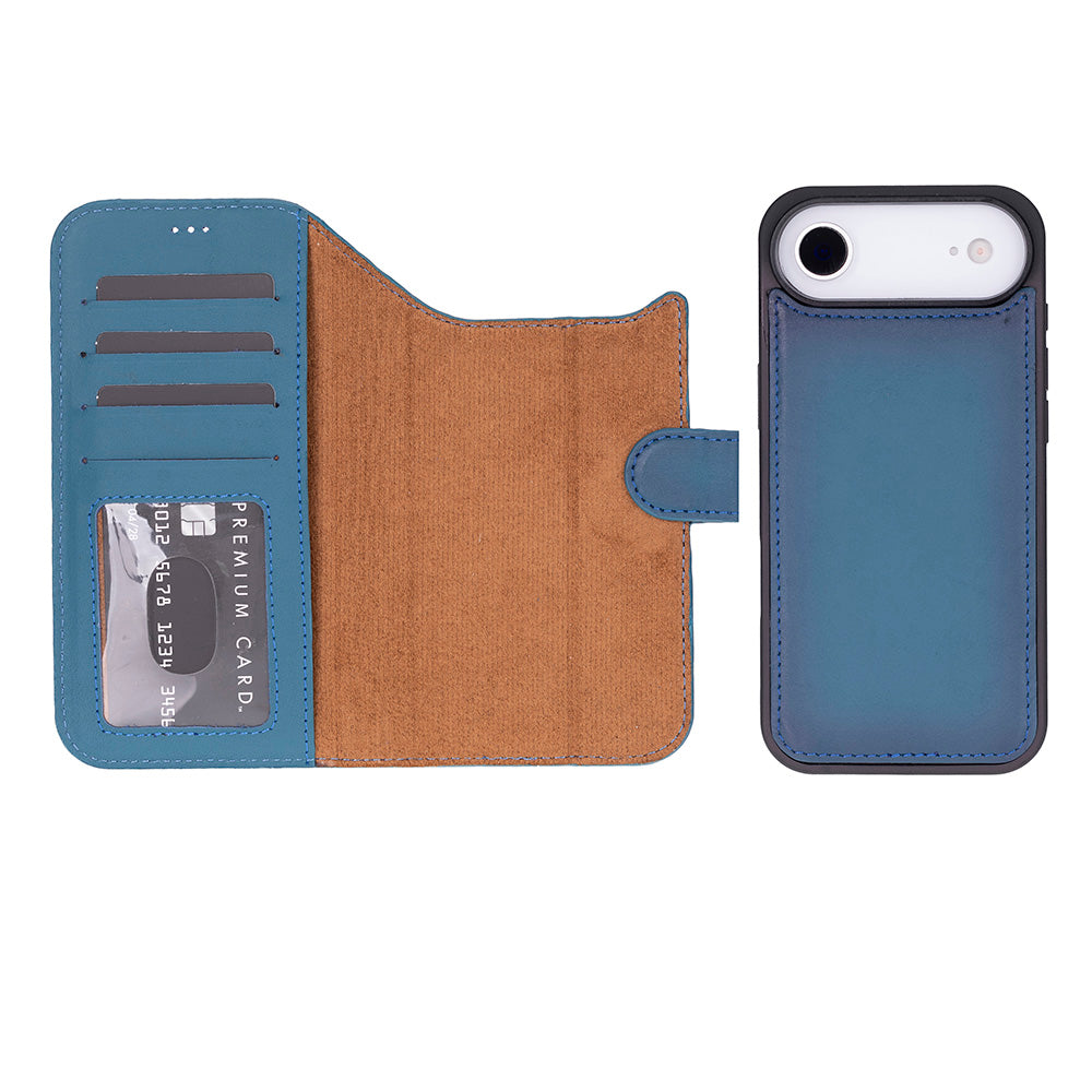 iPhone 17 Air Magicportemonnaie Echtleder Geldbörsenhülle (Rot, Schwarz, Tan, Rosa, Grau, Blau, Braun,)