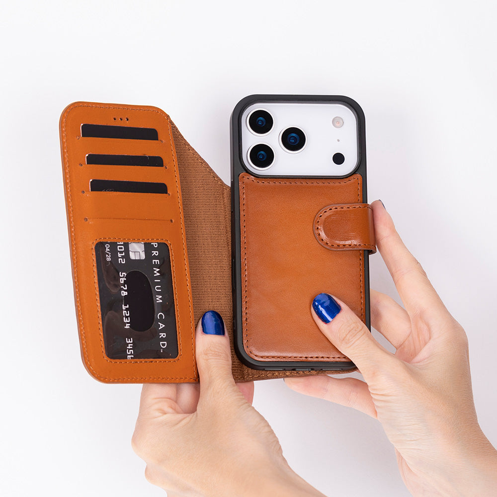 iPhone 17 Pro Max (6.9") Magicportemonnaie Echtleder Geldbörsenhülle