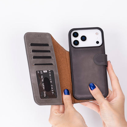 iPhone 17 Pro Max (6.9") Magicportemonnaie Echtleder Geldbörsenhülle