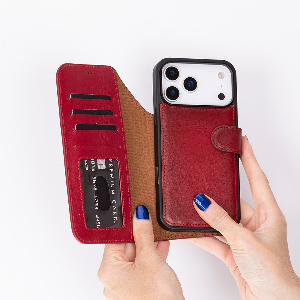 iPhone 17 Pro Max (6.9") Magicportemonnaie Echtleder Geldbörsenhülle