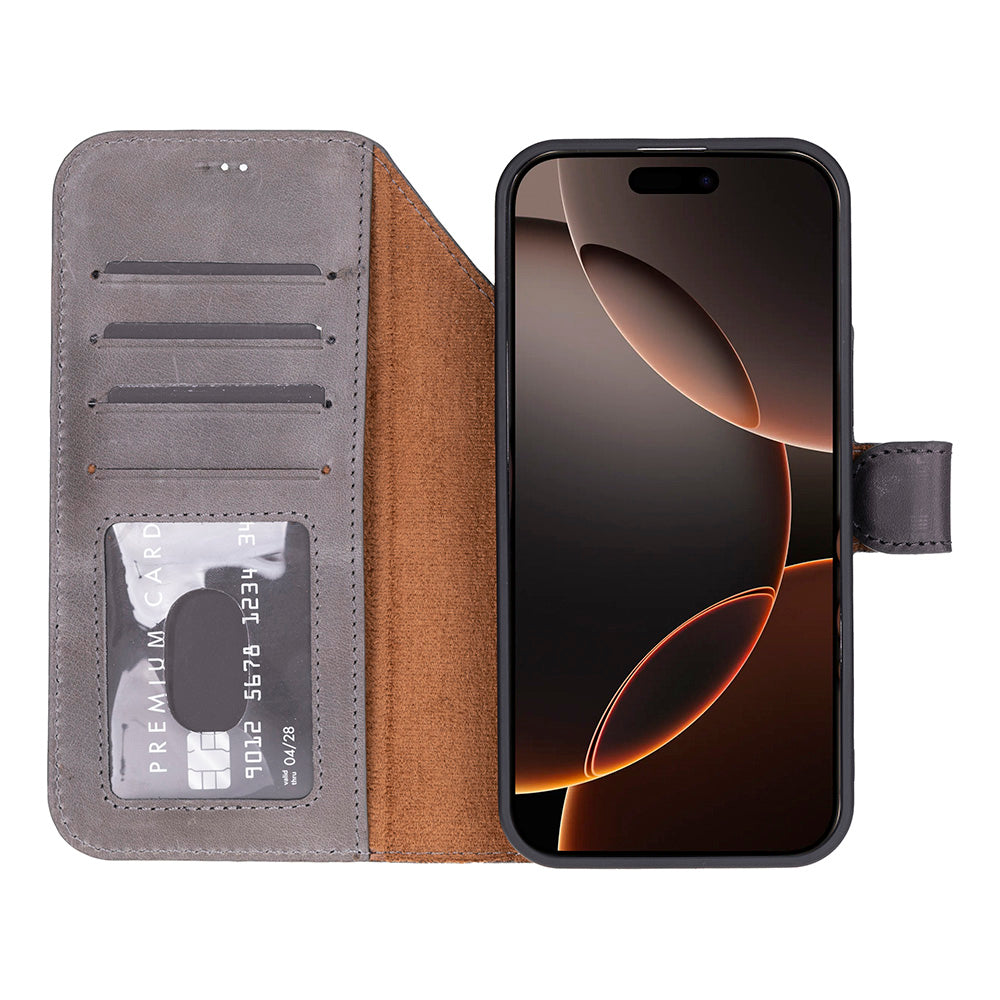 iPhone 17 Pro Max (6.9") Magicportemonnaie Echtleder Geldbörsenhülle
