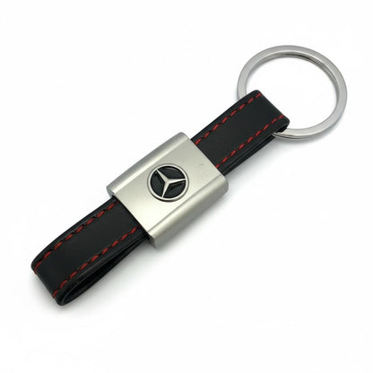 Mercedes Schlüsselanhänger Schwarz Leder  (Auf Wunsch mit Gravur)