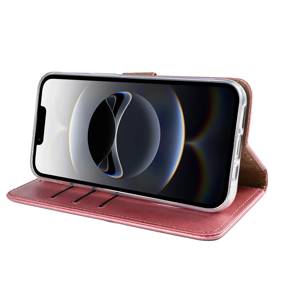 Rixus Book Case Wallet Case für iPhone 16e und iPhone 17e Rosegold