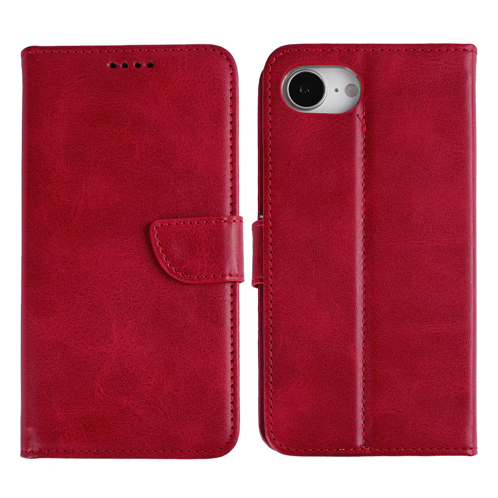 Rixus Book Case Wallet Case für iPhone 16e und iPhone 17e Rot