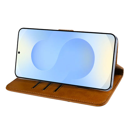Rixus Book Case Wallet Case für Samsung Galaxy S25 Edge Light Braun