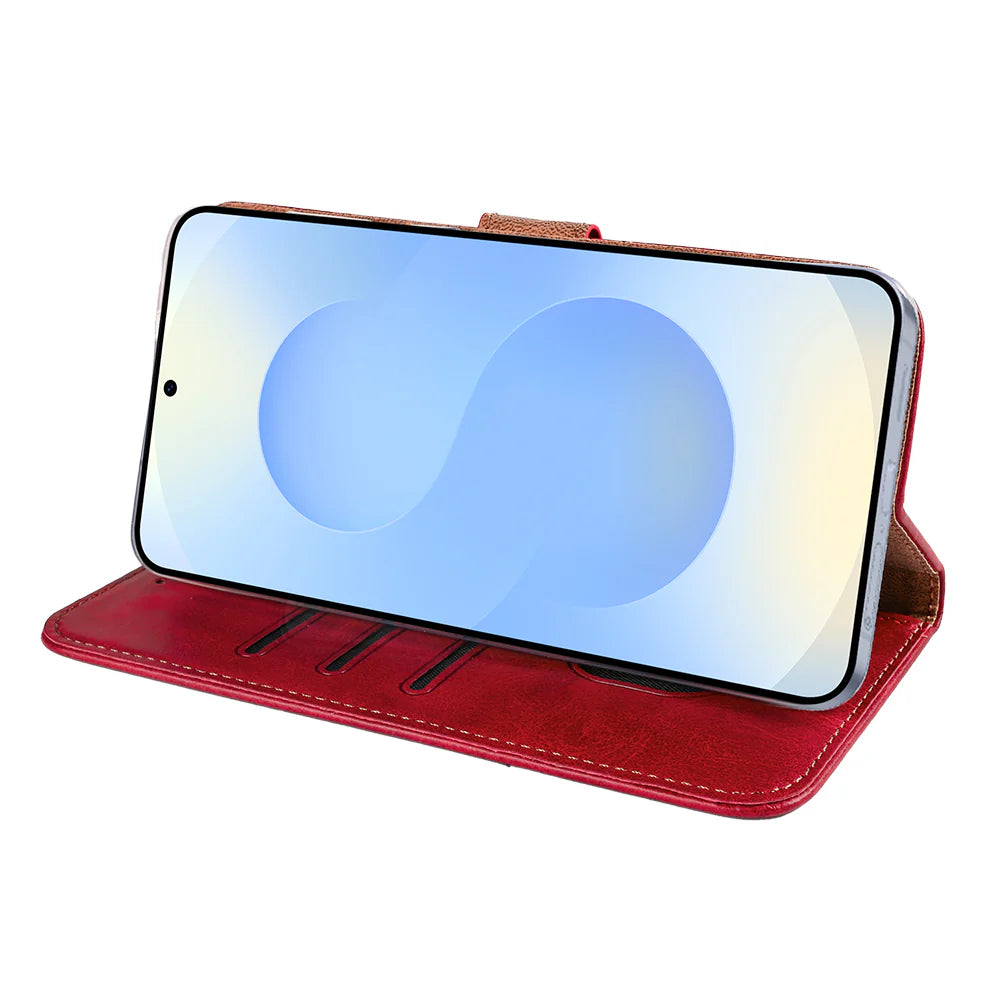 Rixus Book Case Wallet Case für Samsung Galaxy S25 Edge Rot