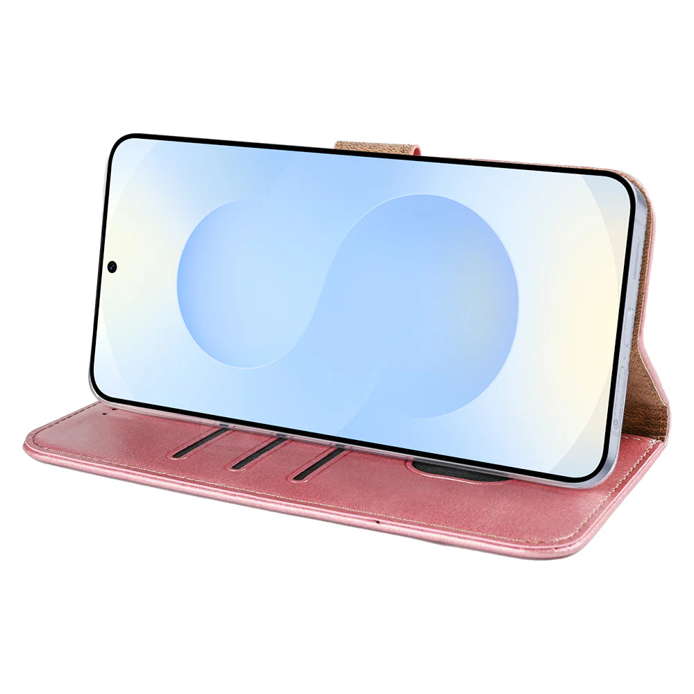Rixus Book Case Wallet Case für Samsung Galaxy S25 Edge Rosegold