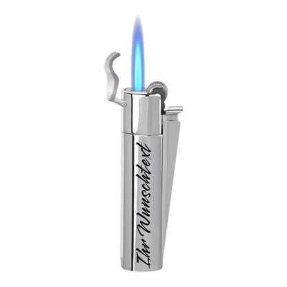 Clipper Metal Jetflame Large SILVER mit Reibrad (Auf Wunsch mit Gravur)