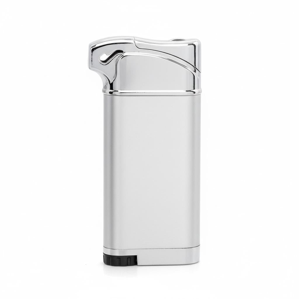 Atomic Elektronik Pfeifenfeuerzeug Silber Softflamme (Auf Wunsch mit Gravur)