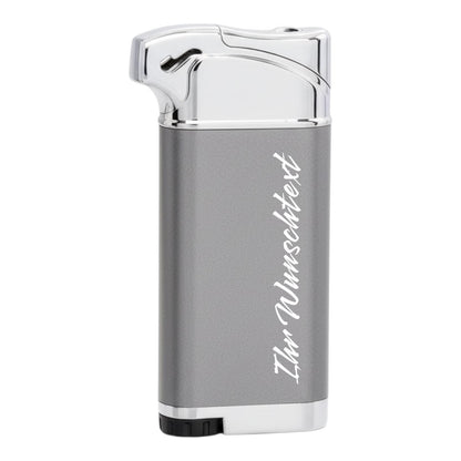 Atomic Elektronik Pfeifenfeuerzeug Grau Softflamme (Auf Wunsch mit Gravur)