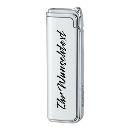 Silbernes Sturmfeuerzeug mit Gravur. Leicht & Handlich, ideal für den täglichen Gebrauch.