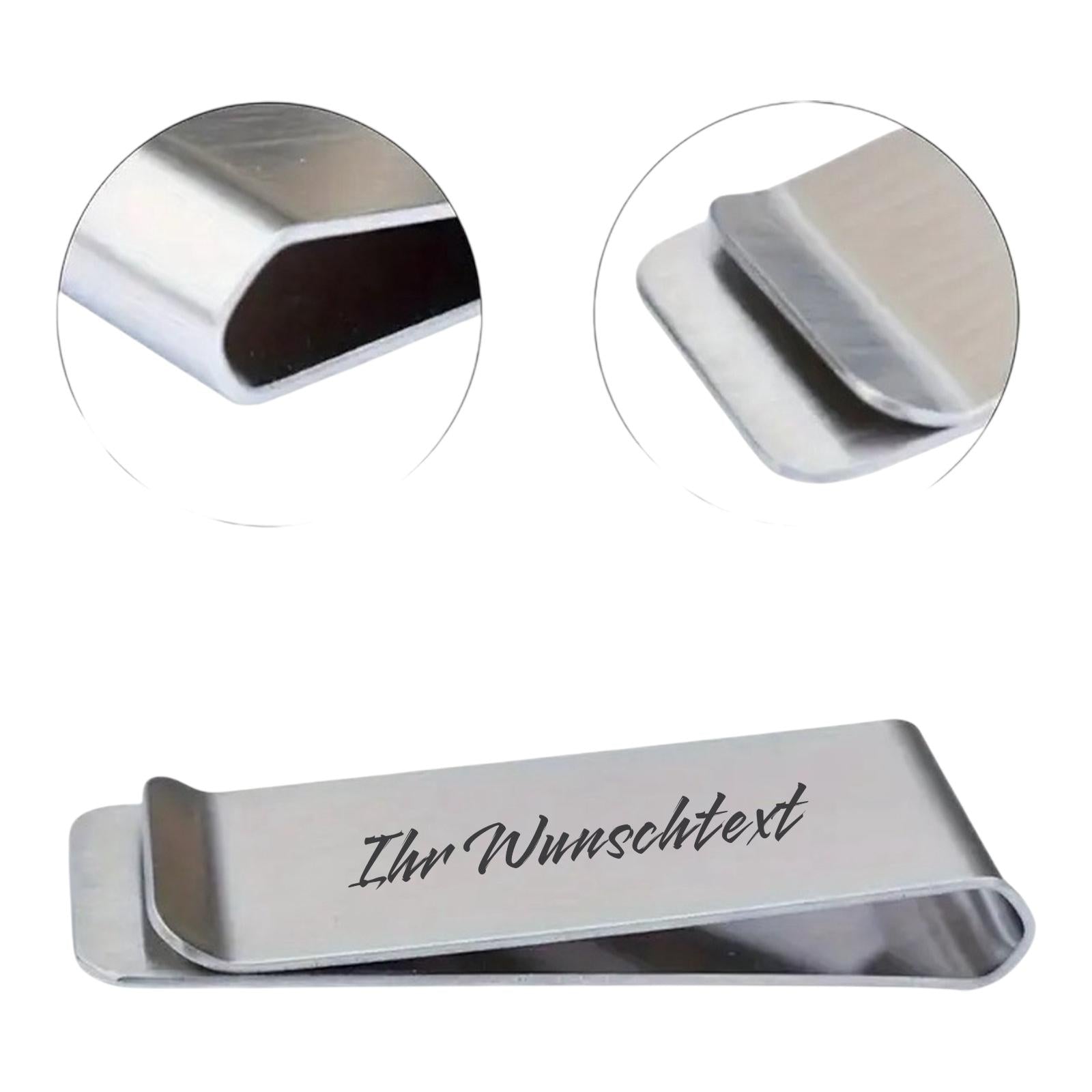 Edelstahl Geldclip Chrome Poliert (Auf Wunsch mit Gravur)