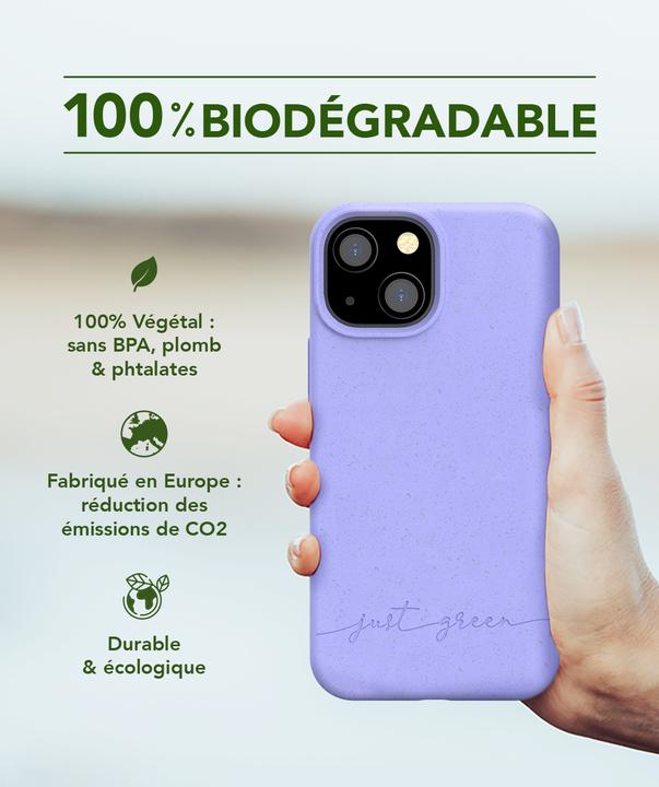 Apple iPhone 14 100% biologisch abbaubare Handyhülle von Just Green – Lila