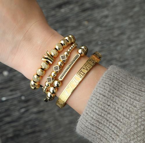 Royal King Gold  Armband Bracelet Luxus Armband Bracelet  Schweizer Quarzwerk -ROYAL KING Damenschmuck- Kostenloser Versand Herrenschmuck
