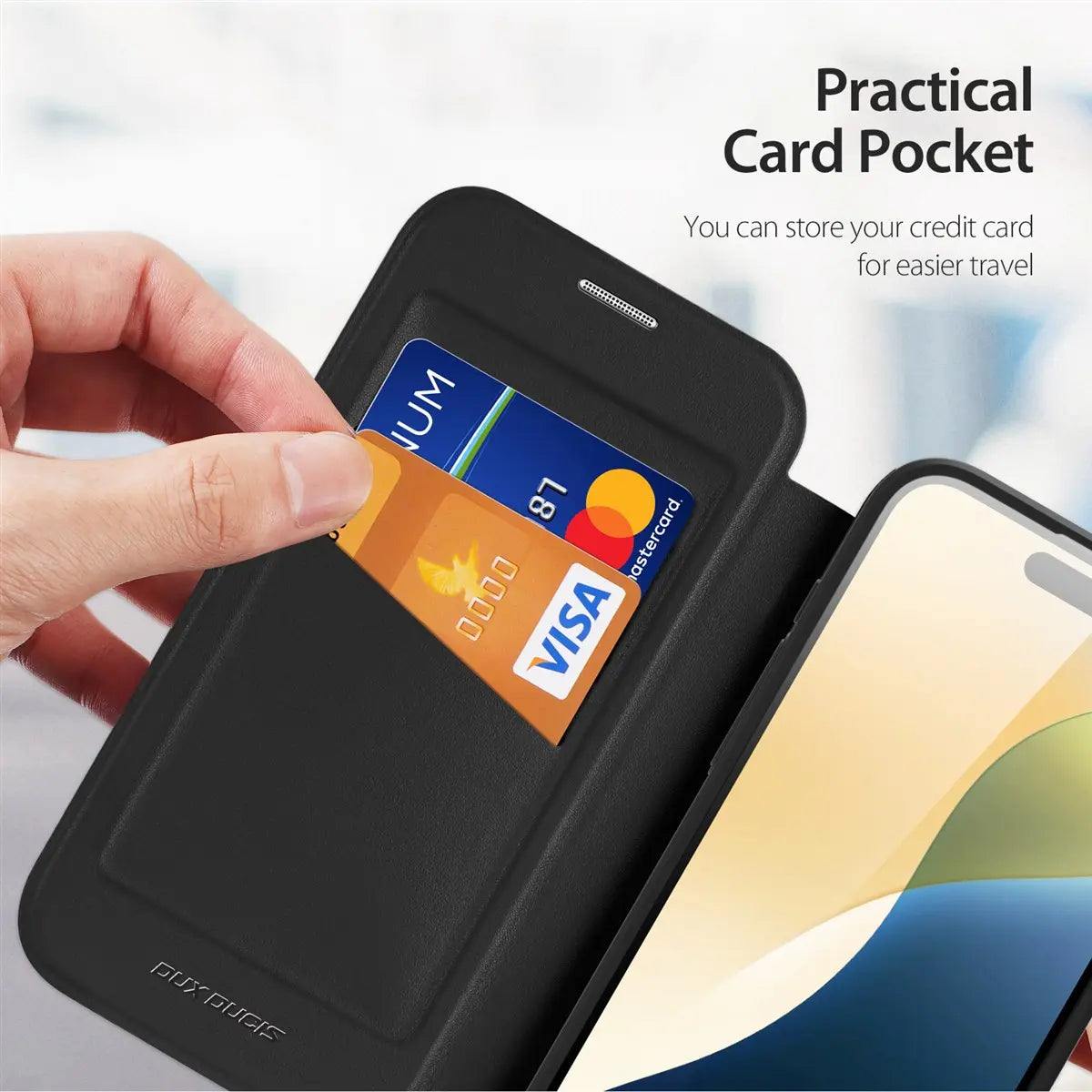 Dux Ducis Skin X Pro iPhone 16 Hülle mit RFID, Kartenfach & 360° Ring Stand