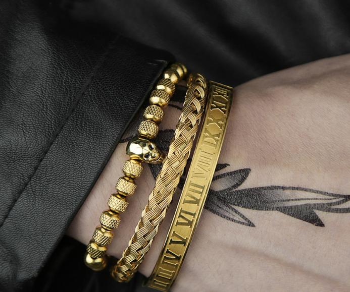 Royal King Gold Armband  Bracelet Luxus Armband Bracelet  Schweizer Quarzwerk -ROYAL KING Damenschmuck- Kostenloser Versand Herrenschmuck