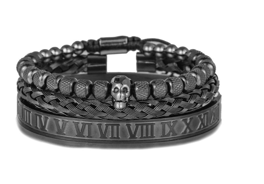 Royal King Schwarz Ketten Bracelet Luxus Armband Bracelet  Schweizer Quarzwerk -ROYAL KING Damenschmuck- Kostenloser Versand Herrenschmuck