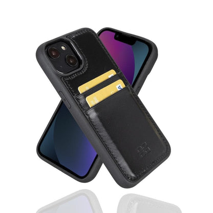 Leather Case for iPhone 15 Series with Card Holder iPhone 15 Plus / Black / Leather Bouletta LTD