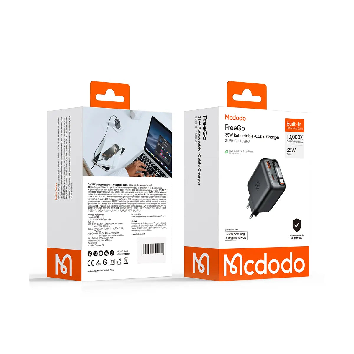 McDodo 35W GaN Ladegerät – Einziehbares Typ-C Kabel