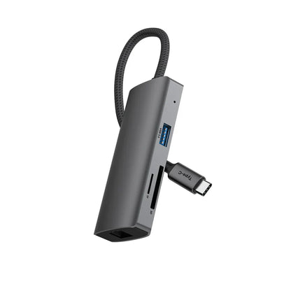 Rixus RXHU08 USB-C Docking Station mit HDMI, LAN &amp; mehr – Grau