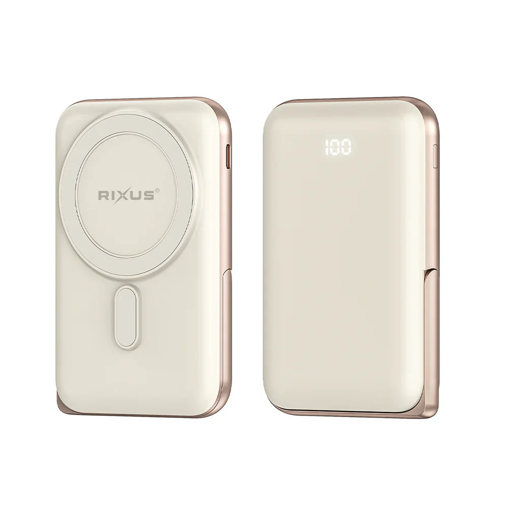 Rixus RXPB37 10.000 mAh Magnetische Powerbank – Mit Klappständer – Rosegold