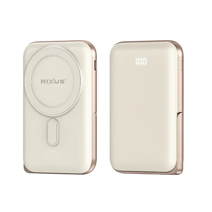 Rixus RXPB37 10.000 mAh Magnetische Powerbank – Mit Klappständer – Rosegold