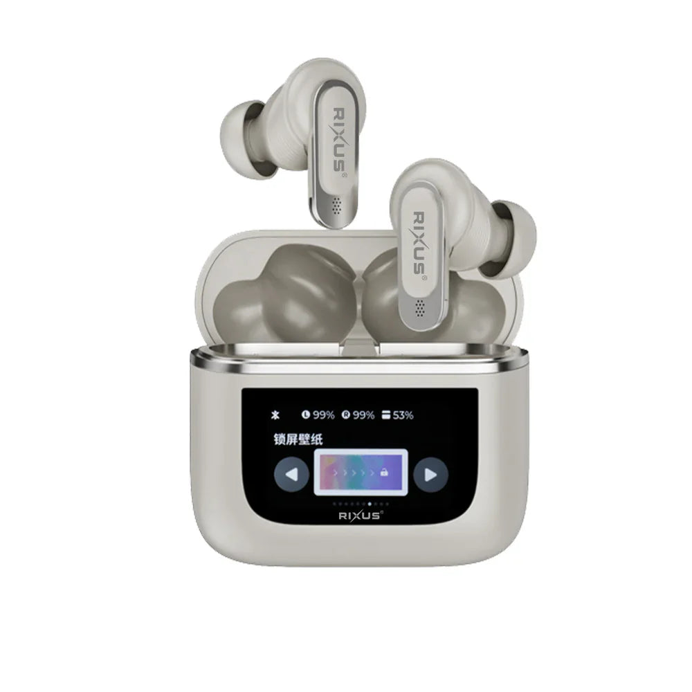 Rixus RXBH23A Wireless Travel Pro Kopfhoerer – Ladecase mit Touchscreen – Gold