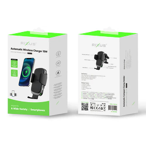 Rixus 15W Automatische Kabellose Autotelefonhalterung und Ladegerät