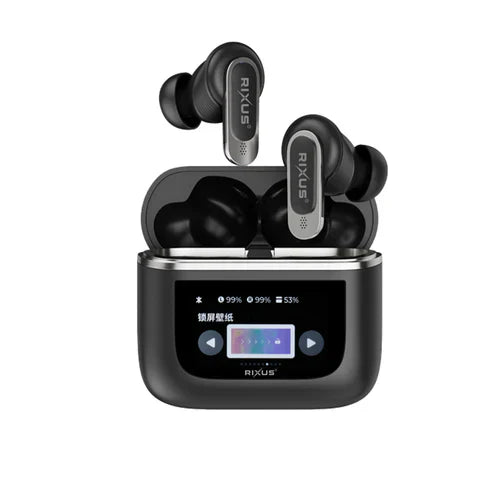 Rixus RXBH23 Wireless Travel Pro Kopfhoerer – Ladecase mit Touchscreen Schwarz