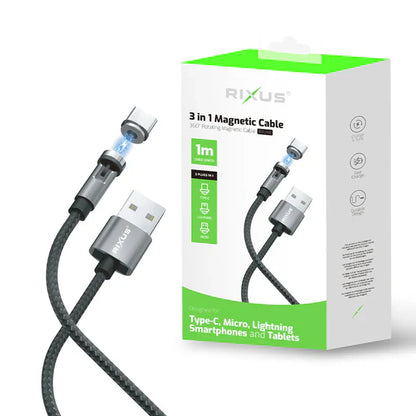 Magnetisches Ladekabel - 3-in-1, 100CM, Schwarz