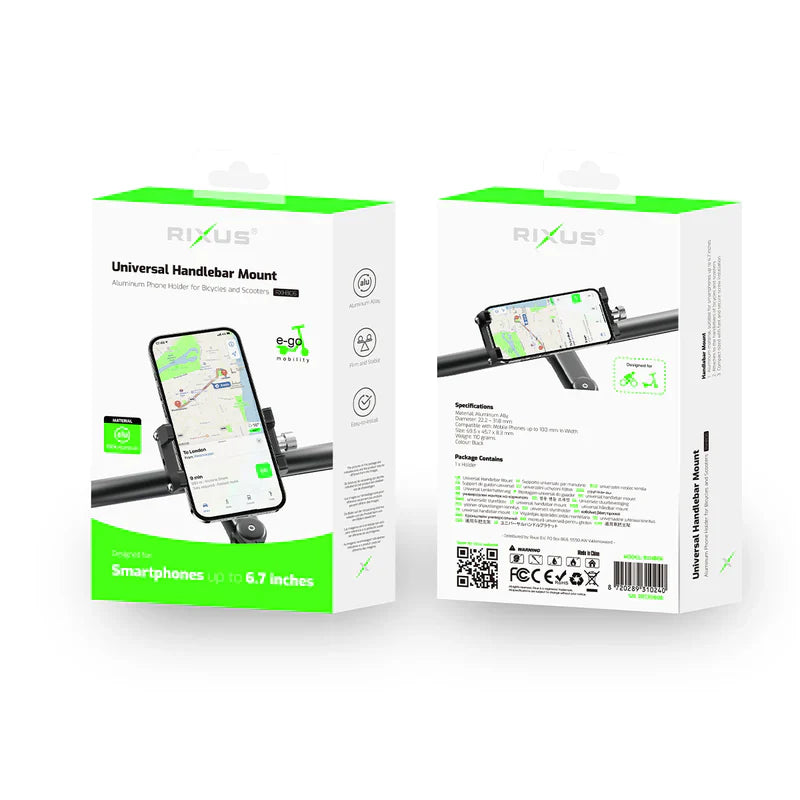 Rixus Metall Handyhalterung | Sicherer Halt für Fahrrad & E-Scooter