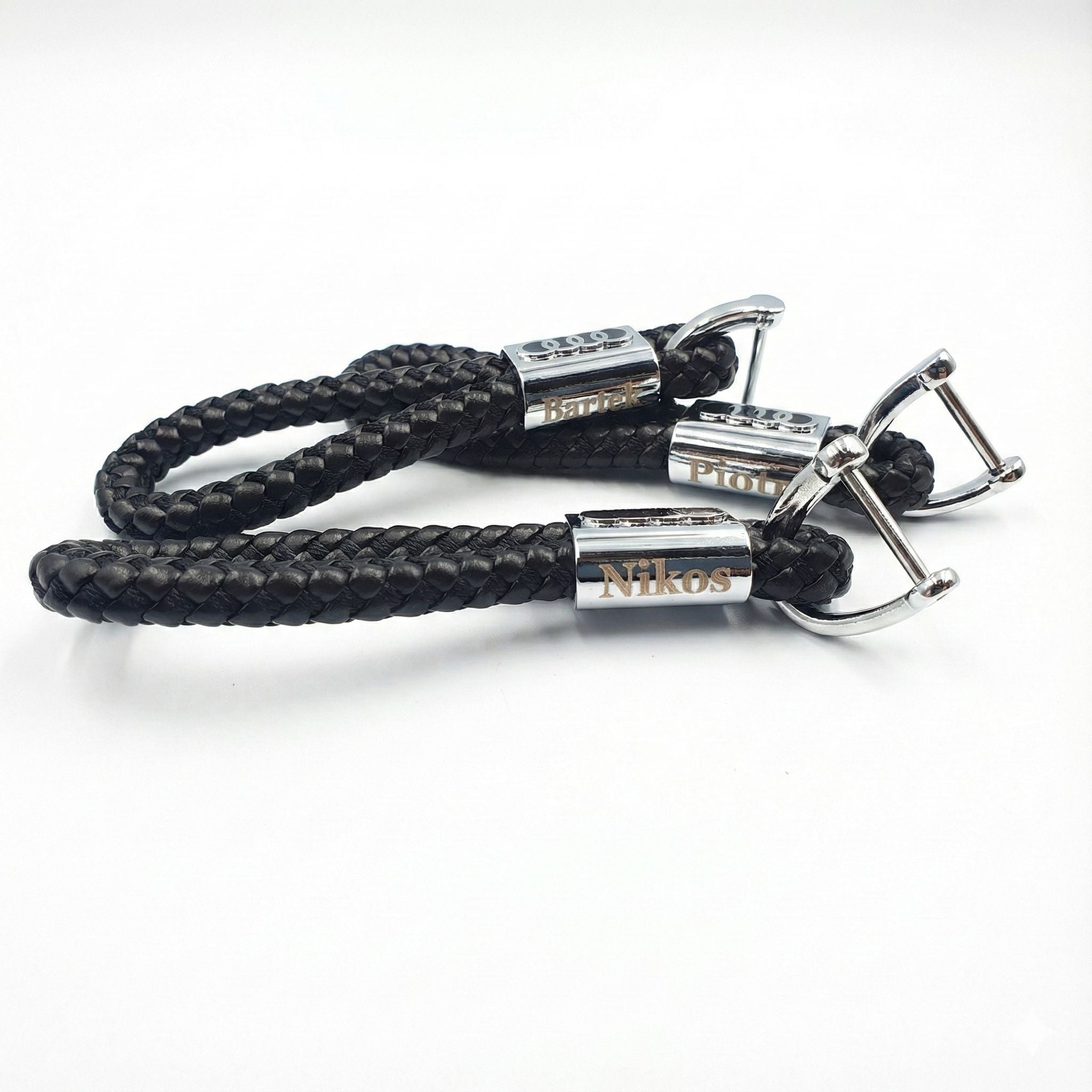 Porsche Schlüsselanhänger Leder Schwarz  (Auf Wunsch mit Gravur)